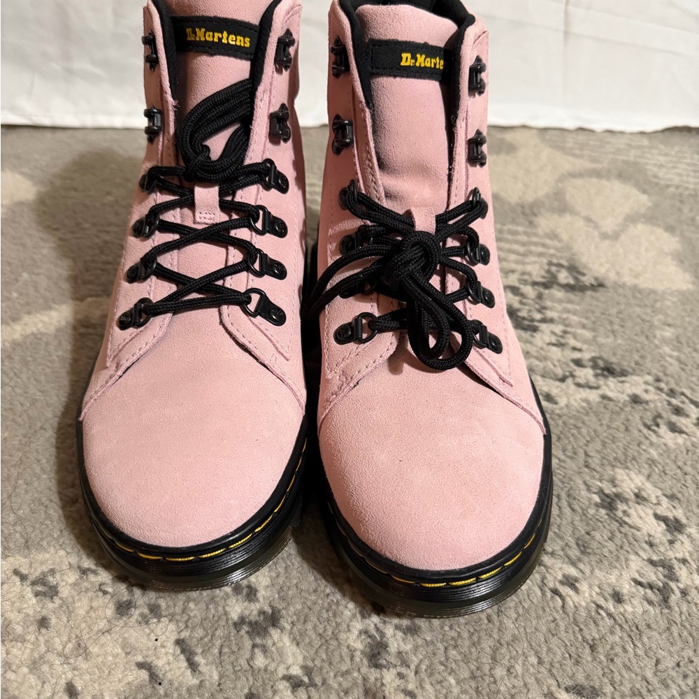 Pink Suede Dr. Martens Women's Boots - Picture 2 of 6
